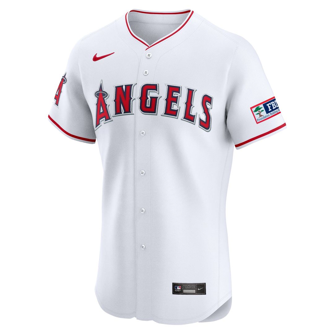 Men's Los Angeles Angels White Home Elite Patch MLB Baseball Jersey - view 2
