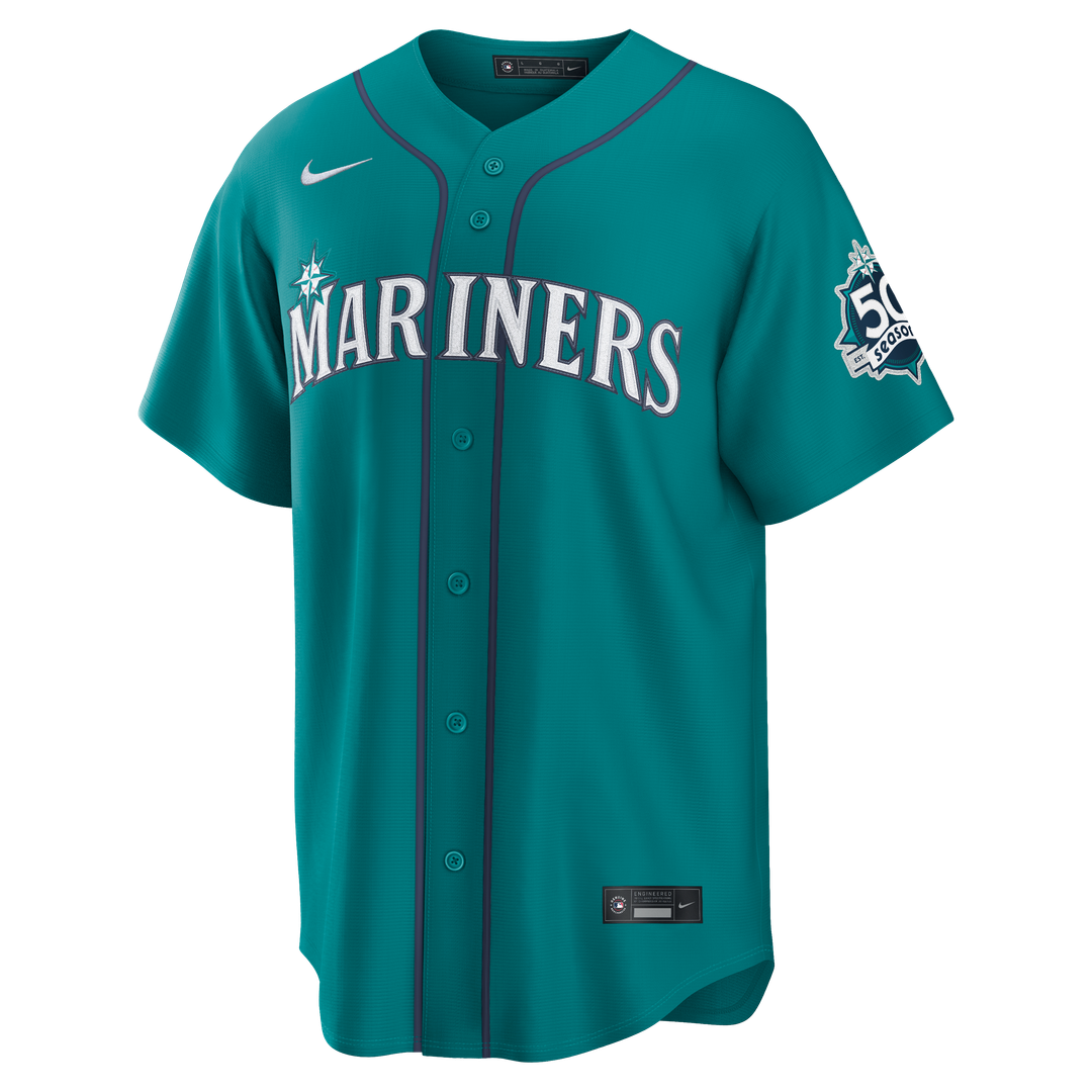 Men's Seattle Mariners Julio Rodríguez Teal Alternate Stadium 50th Season Patch MLB Baseball Jersey - view 5