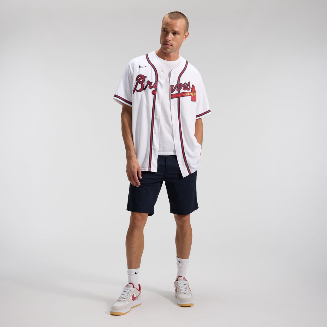 Men's Atlanta Braves White Home Replica MLB Baseball Jersey - view 4
