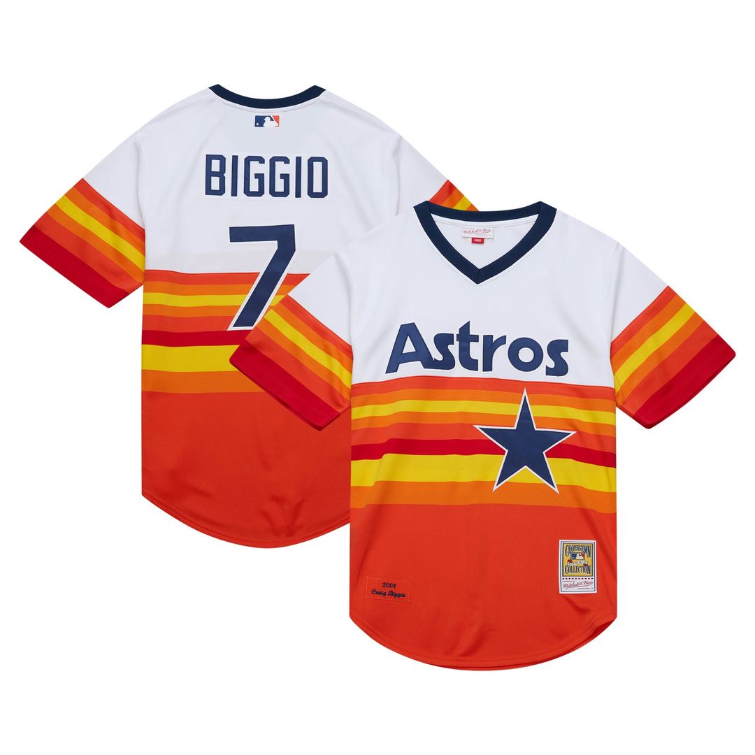 Men's Houston Astros Craig Biggio White 2004 Cooperstown Collection Throwback MLB Baseball Jersey - view 1