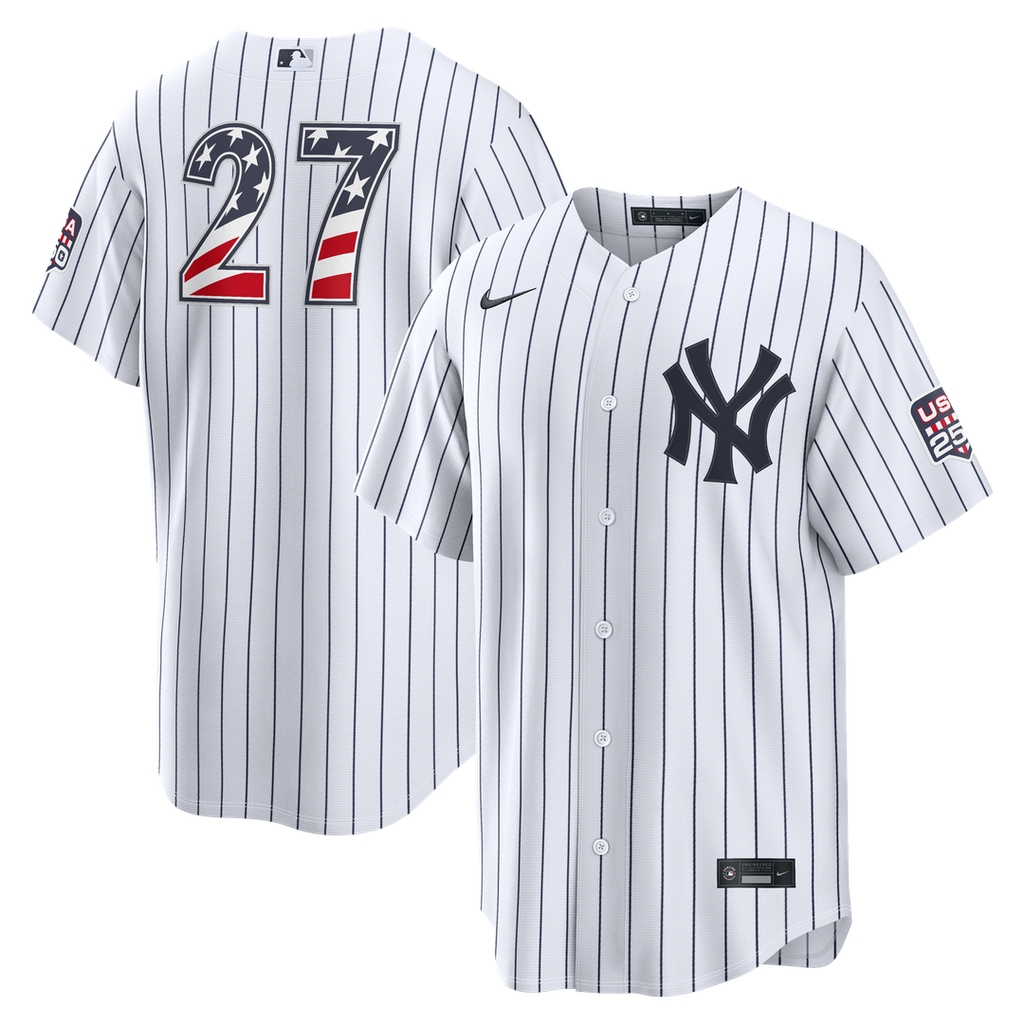 Men's Fourth of July Men's New York Yankees Giancarlo Stanton White USA 250 Stadium MLB Baseball Jersey - view 1