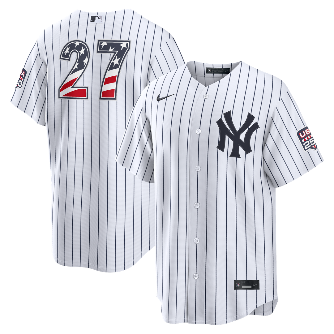 Men's Fourth of July Men's New York Yankees Giancarlo Stanton White USA 250 Stadium MLB Baseball Jersey - view 1
