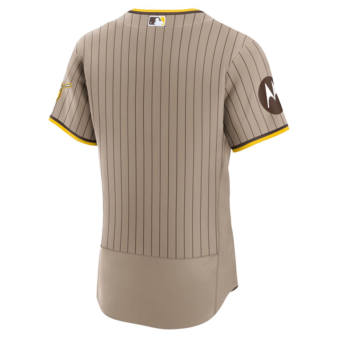 Men's San Diego Padres Khaki Alternate Sponsor Patch MLB Baseball Jersey - view 3