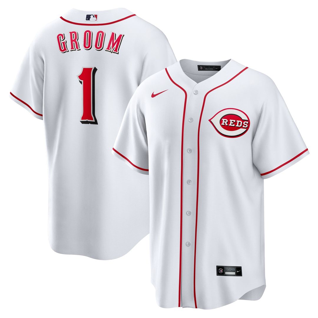 Men's Cincinnati Reds White #1 Groom Home Replica MLB Baseball Jersey - view 1