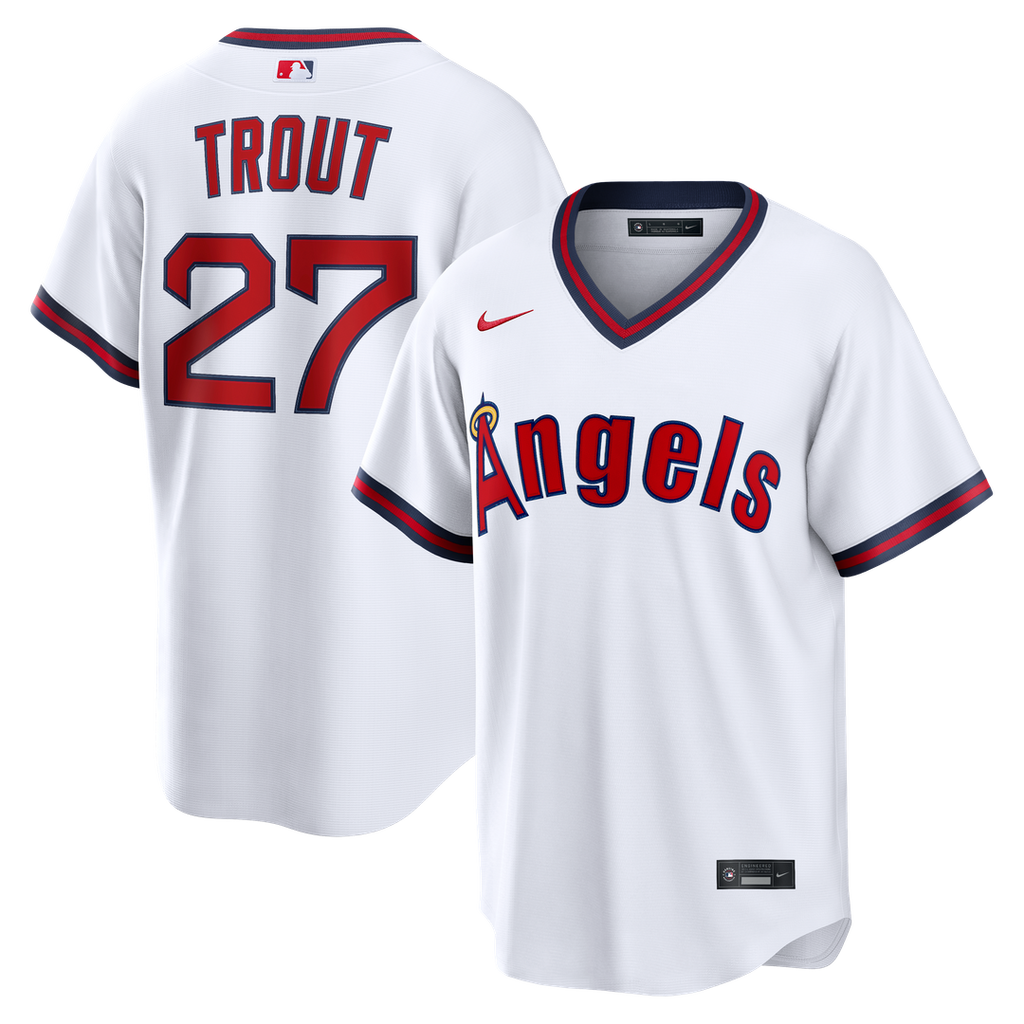 Men's Los Angeles Angels Mike Trout White Alternate Replica MLB Baseball Jersey - view 4
