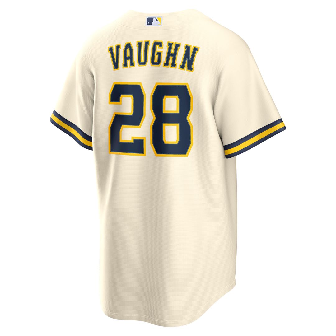 Men's Milwaukee Brewers Andrew Vaughn Cream Home Replica MLB Baseball Jersey - view 5