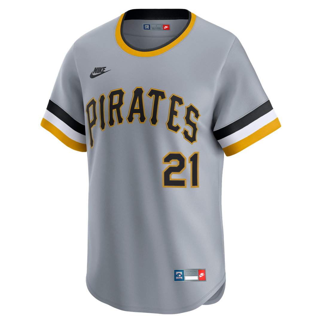 Men's Pittsburgh Pirates Roberto Clemente Gray Throwback Cooperstown Collection Limited MLB Baseball Jersey - view 3