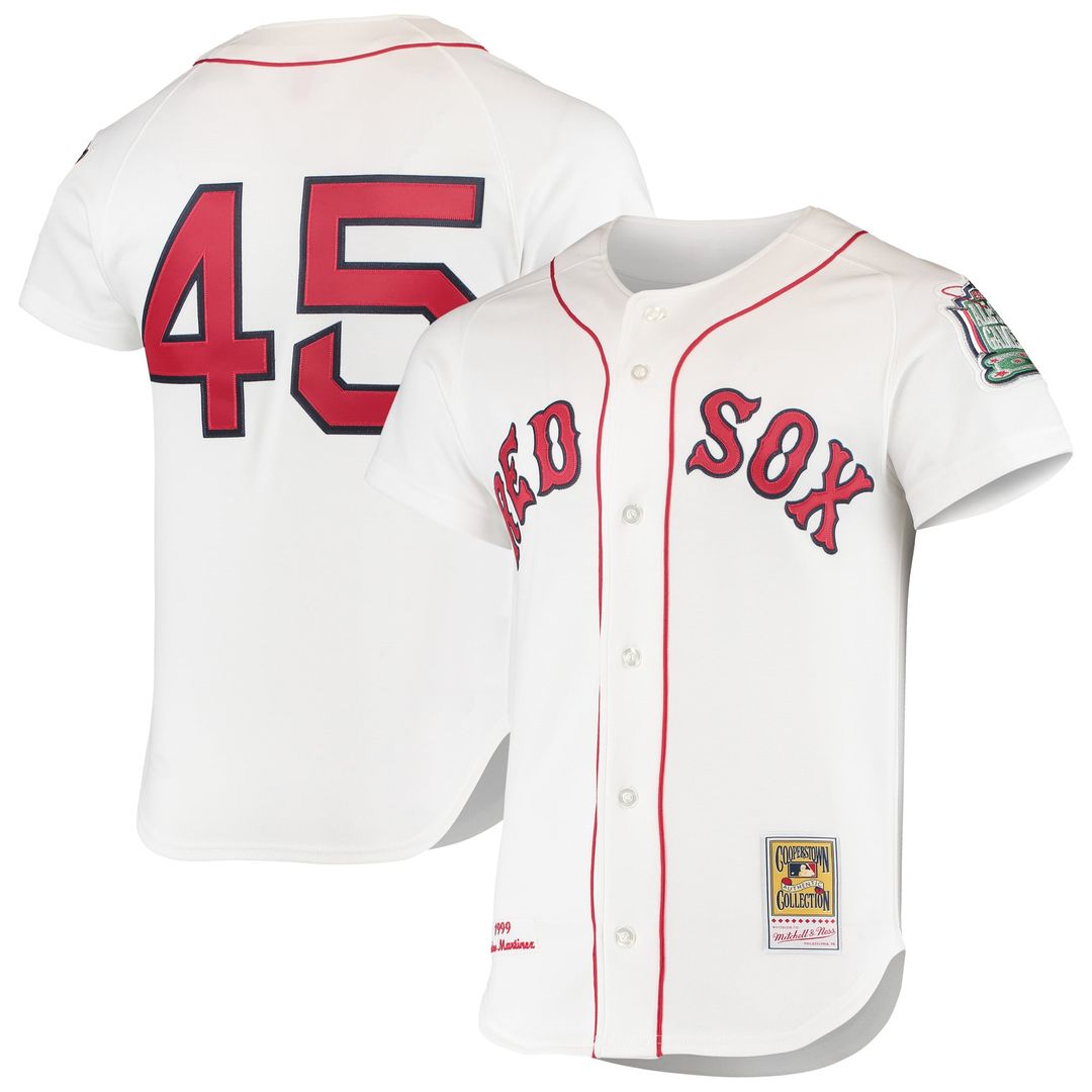 Men's Boston Red Sox Pedro Martinez White 1999 Cooperstown Collection Home MLB Baseball Jersey - view 1