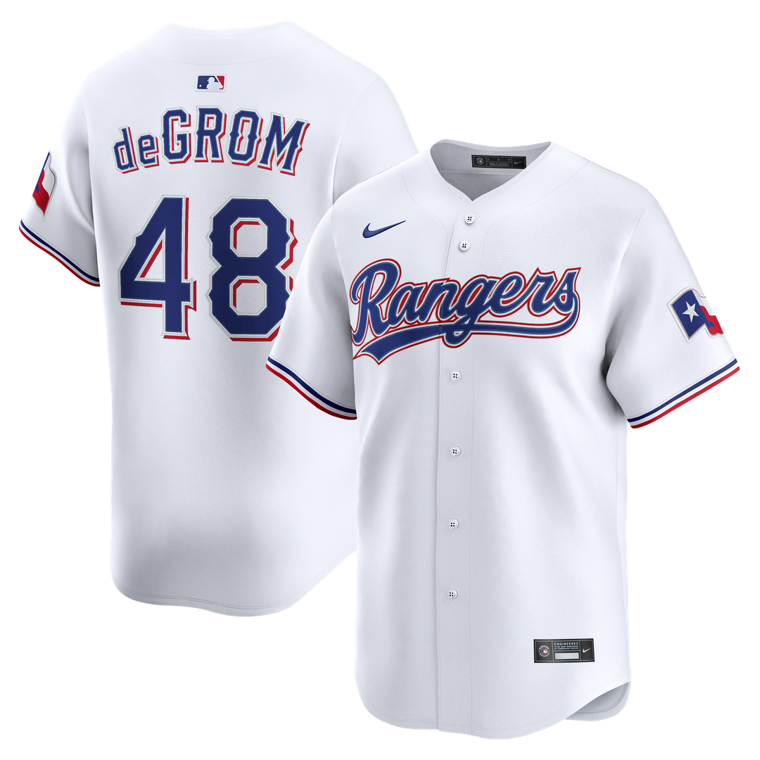 Men's Texas Rangers Jacob deGrom White Home Limited MLB Baseball Jersey - view 1