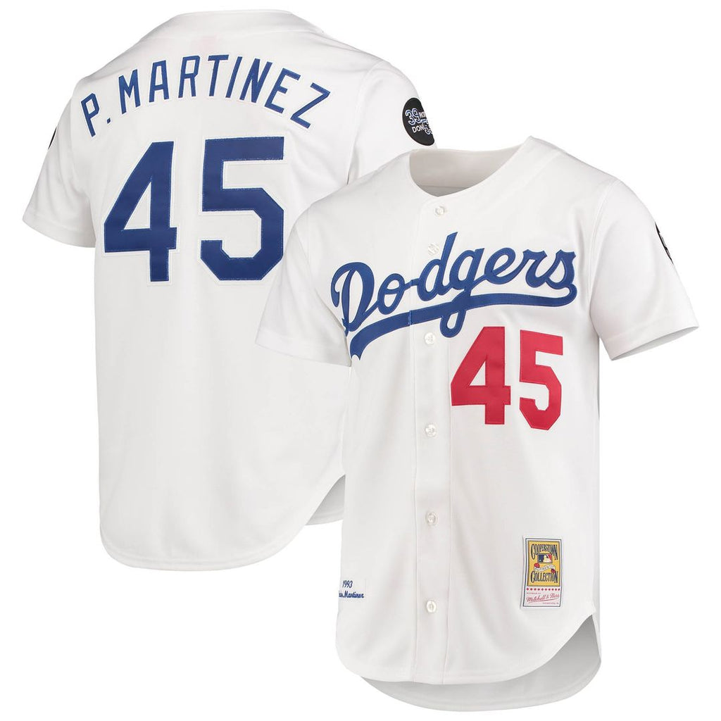 Men's Los Angeles Dodgers Pedro Martinez White 1993 Cooperstown Collection Home MLB Baseball Jersey - view 1