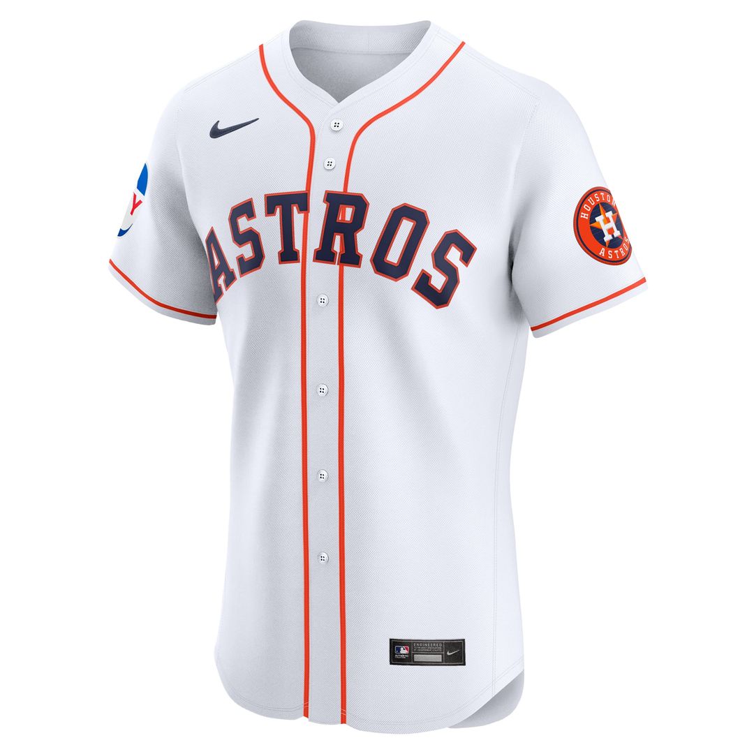 Men's Houston Astros White Home Elite Patch MLB Baseball Jersey - view 2