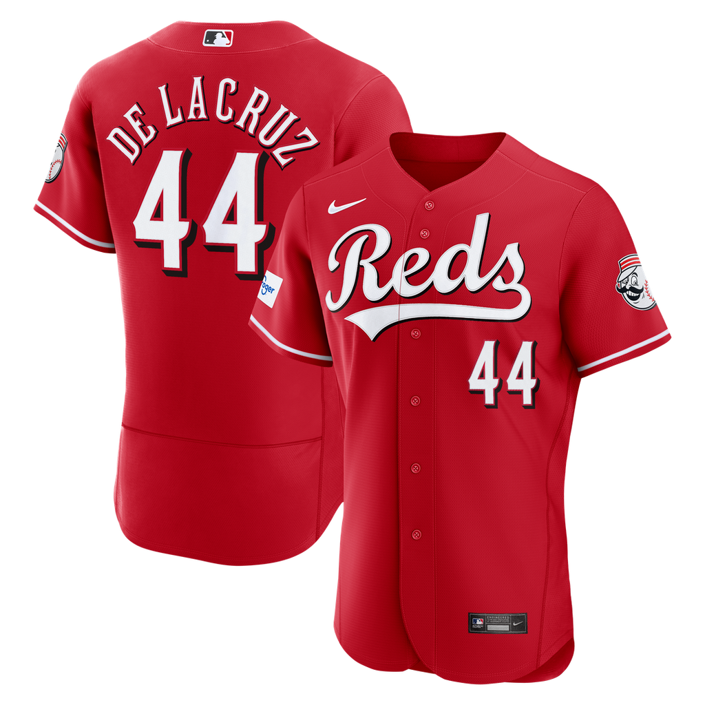 Men's Cincinnati Reds Elly De La Cruz Red Alternate Sponsor Patch MLB Baseball Jersey - view 4