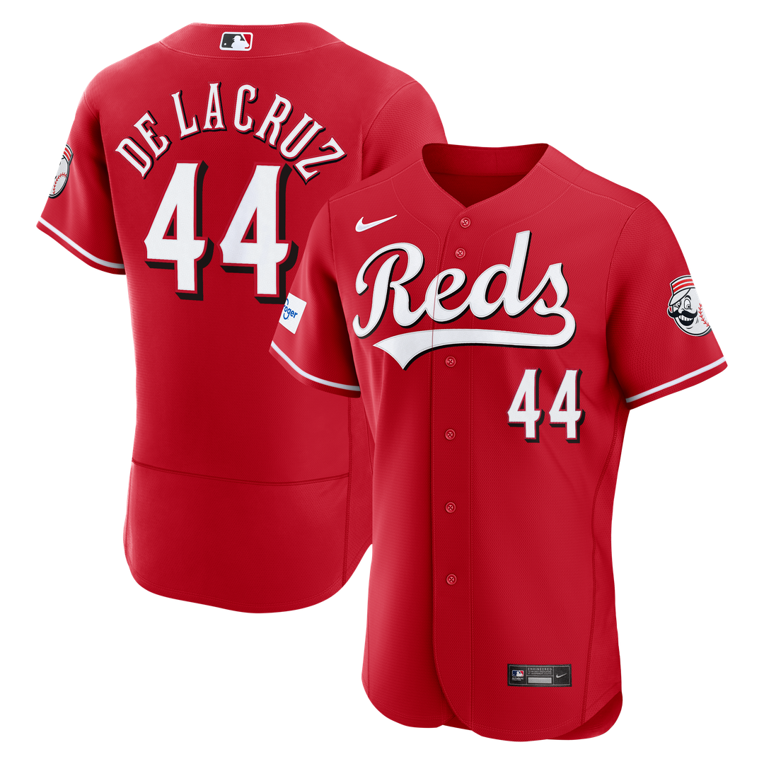 Men's Cincinnati Reds Elly De La Cruz Red Alternate Sponsor Patch MLB Baseball Jersey - view 4