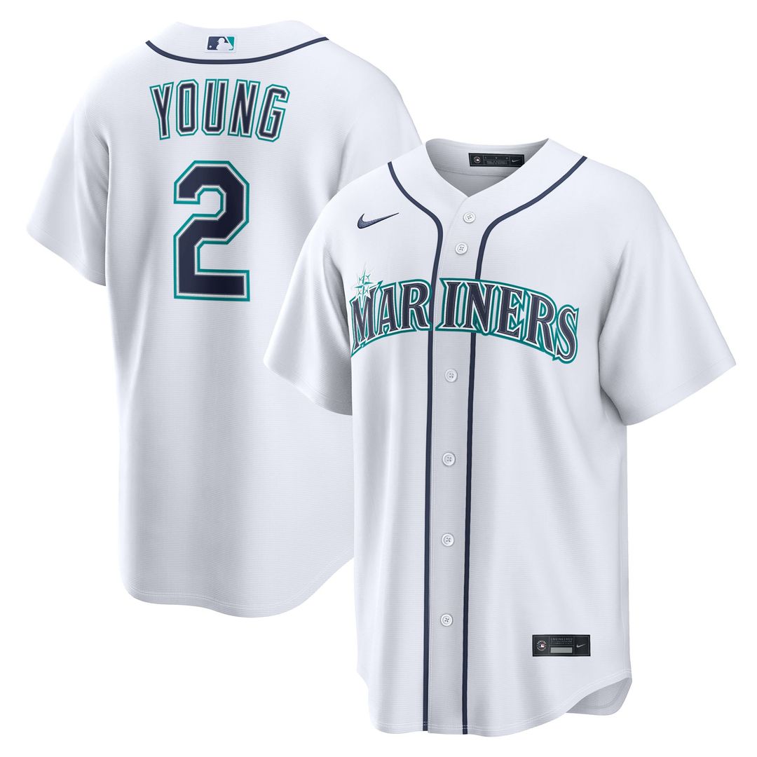 Men's Seattle Mariners Cole Young White Home Replica MLB Baseball Jersey - view 1