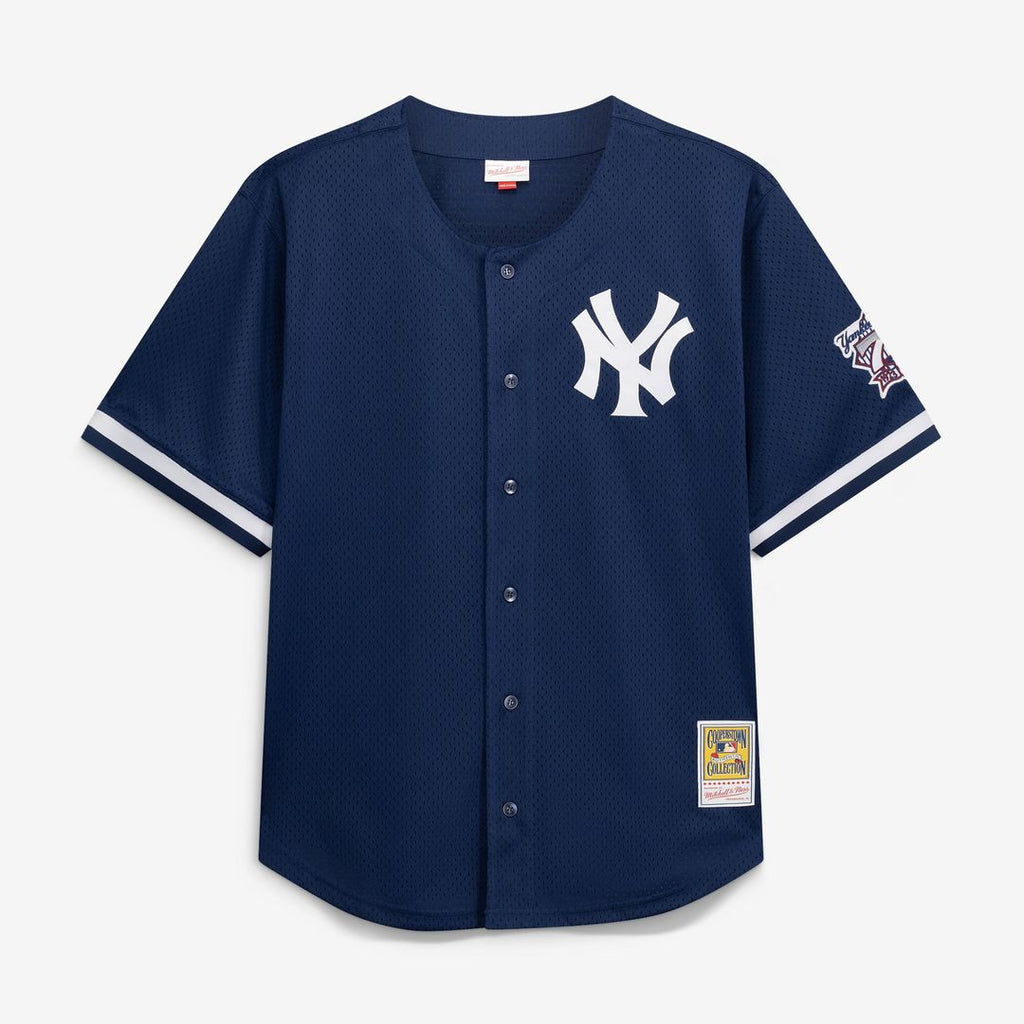 Men's New York Yankees Derek Jeter Navy Cooperstown Collection Mesh Batting Practice Button-Up MLB Baseball Jersey - view 2