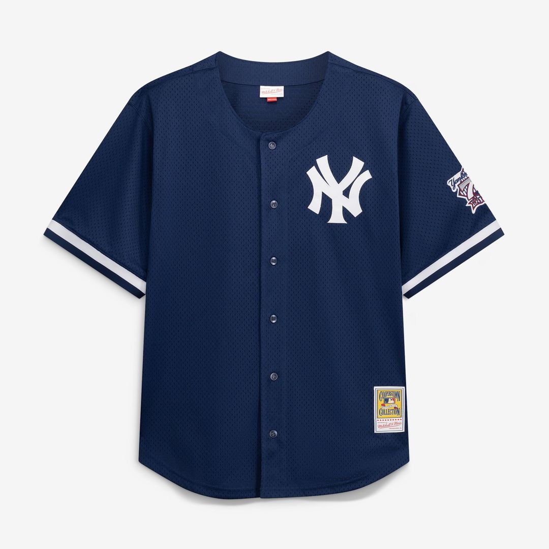 Men's New York Yankees Derek Jeter Navy Cooperstown Collection Mesh Batting Practice Button-Up MLB Baseball Jersey - view 2