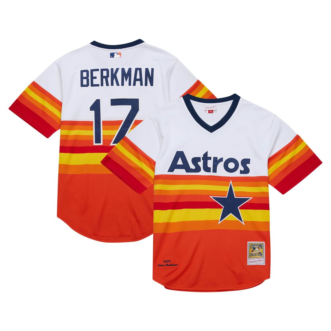 Men's Houston Astros Lance Berkman White 2004 Cooperstown Collection Throwback MLB Baseball Jersey - view 1