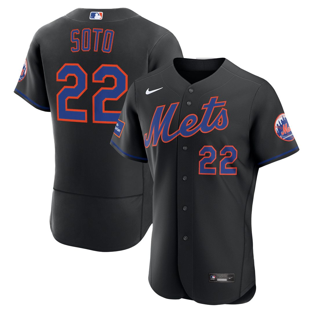 Men's New York Mets Juan Soto Black Alternate Sponsor Patch MLB Baseball Jersey - view 1
