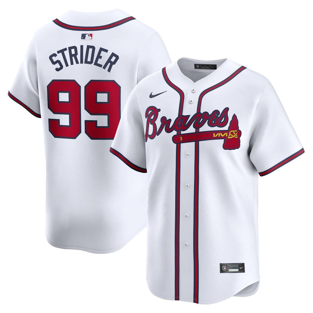 Men's Atlanta Braves Spencer Strider White Home Limited MLB Baseball Jersey - view 1
