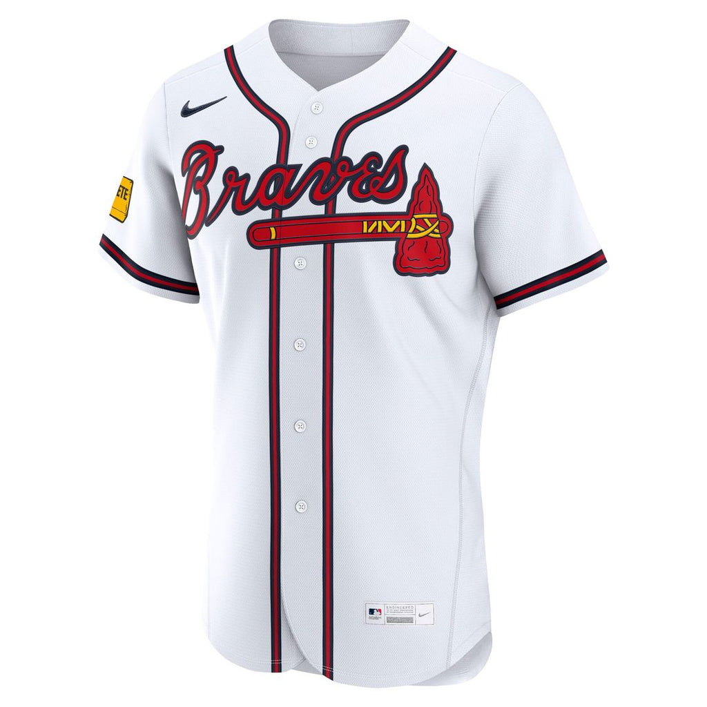 Men's Atlanta Braves White Home Sponsor Patch MLB Baseball Jersey - view 2