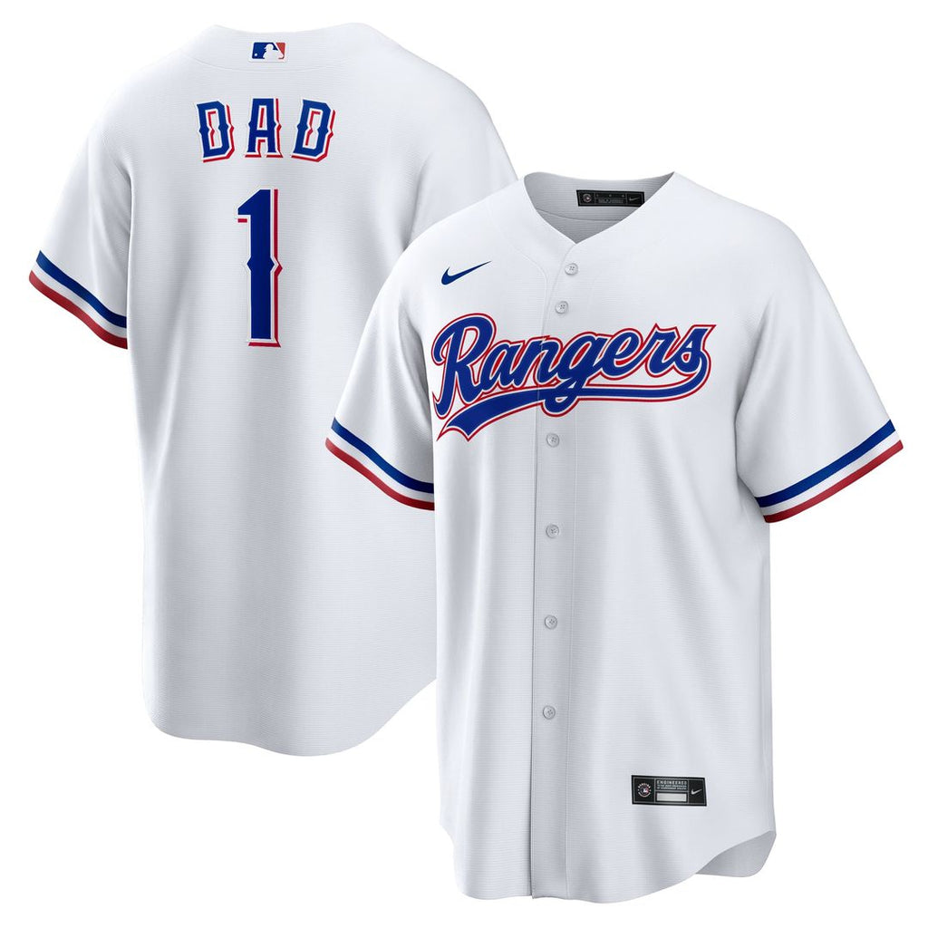 Men's Texas Rangers White #1 Dad Home Replica MLB Baseball Jersey - view 1