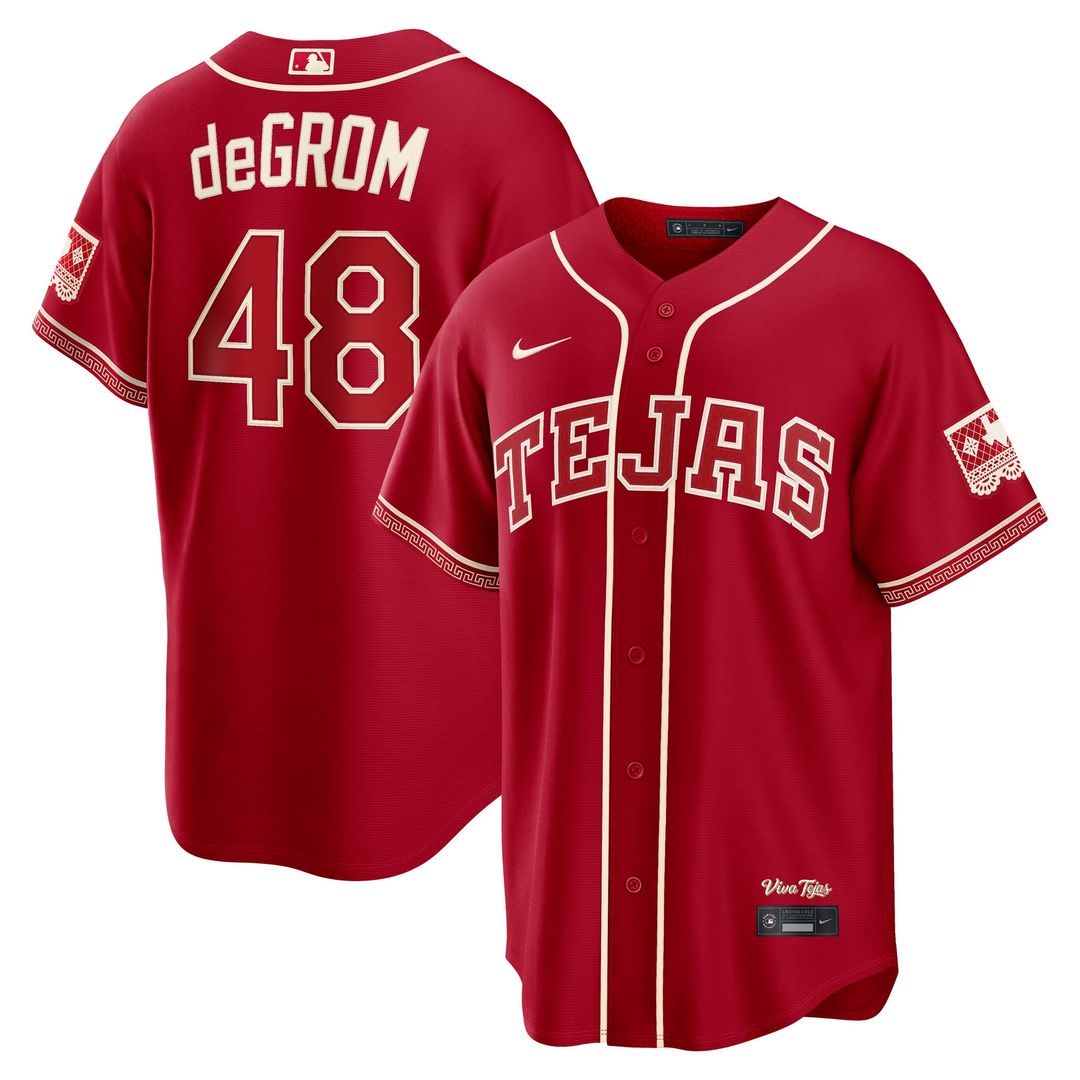 Men's Texas Rangers Jacob deGrom Red 2026 City Connect Stadium MLB Baseball Jersey - view 1