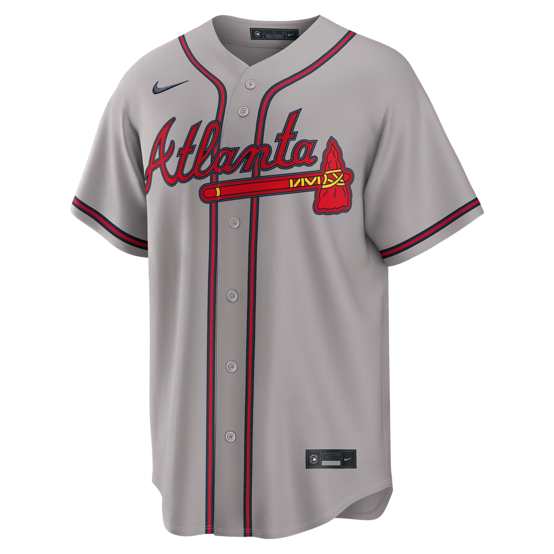 Men's Atlanta Braves Ronald Acuña Jr. Gray Road Replica MLB Baseball Jersey - view 2