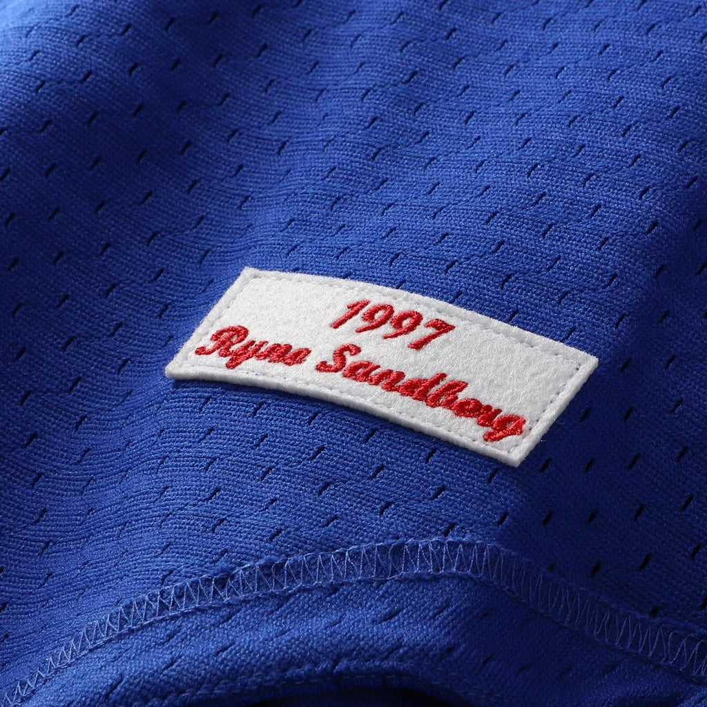 Men's Chicago Cubs Ryne Sandberg Royal Cooperstown Collection 1997 Mesh Batting Practice Button-Up MLB Baseball Jersey - view 6