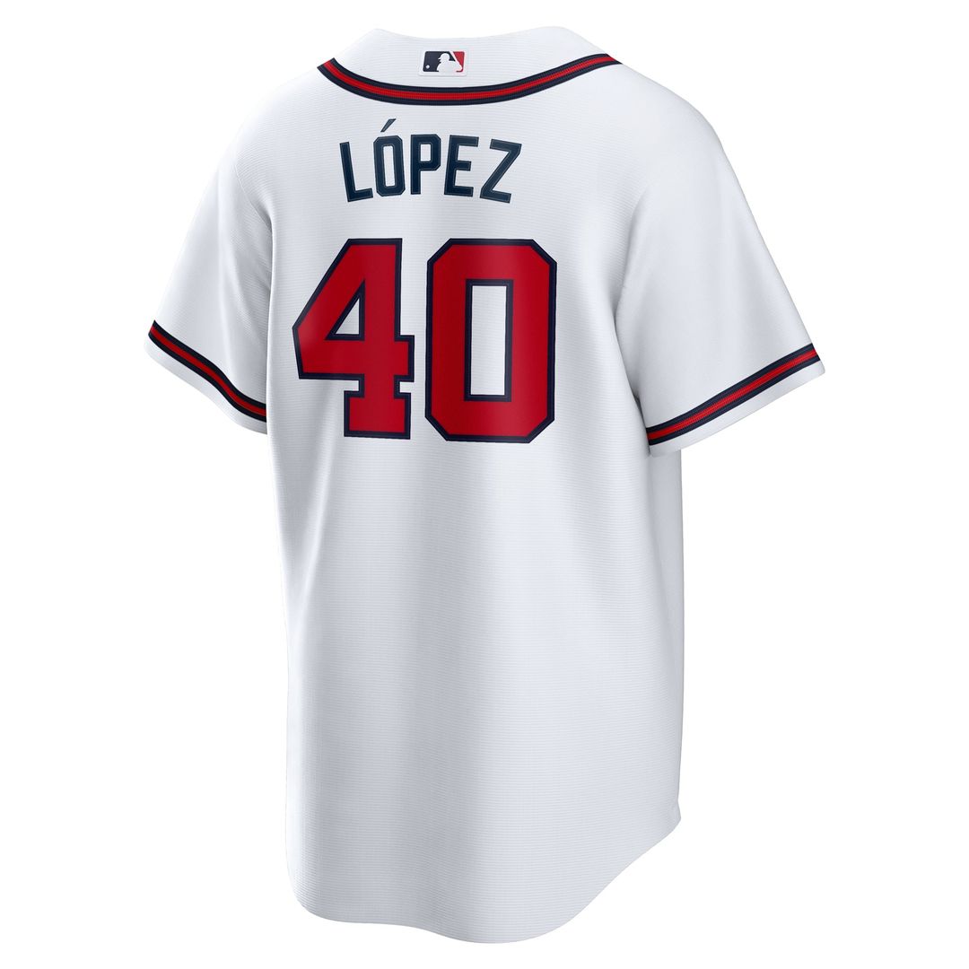 Men's Atlanta Braves Reynaldo Lopez White Home Replica MLB Baseball Jersey - view 3