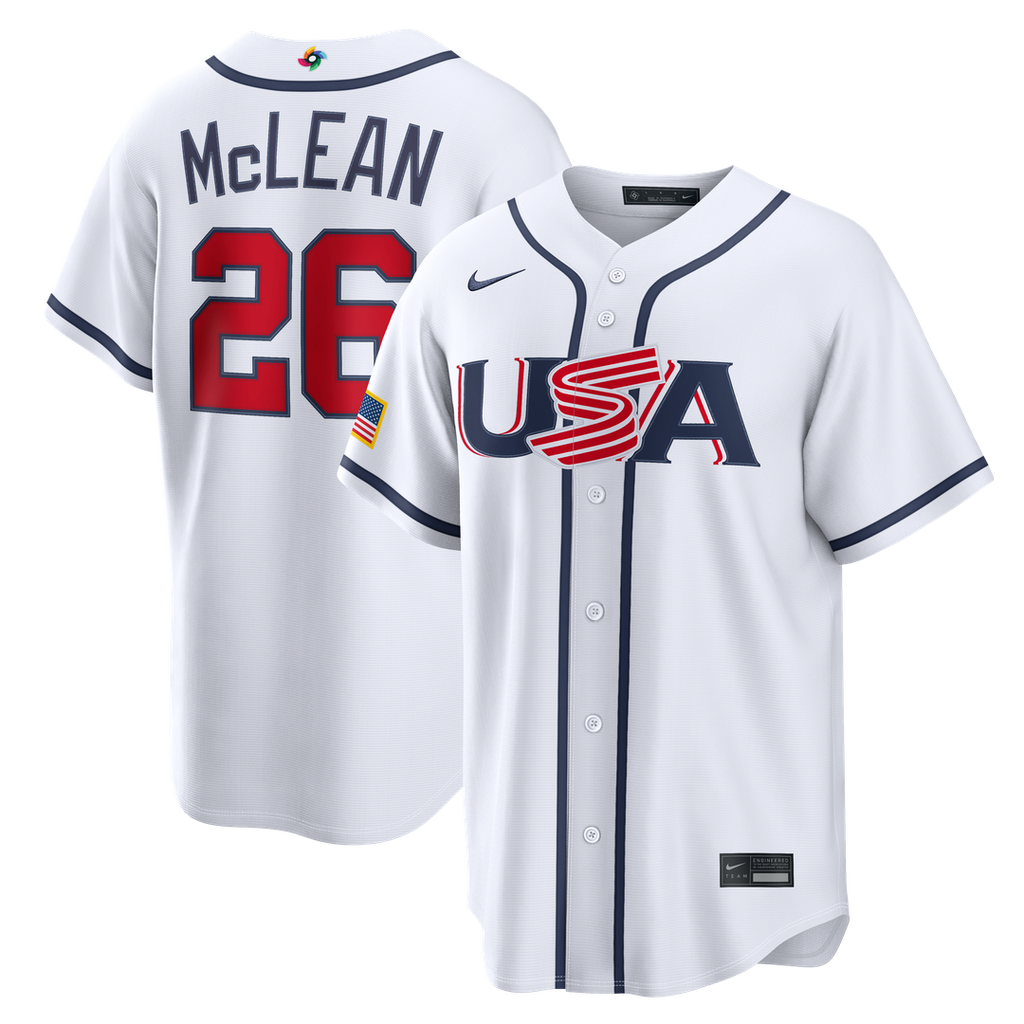 Men's USA Baseball Nolan McLean White 2026 World Baseball Classic Home Stadium MLB Baseball Jersey - view 1