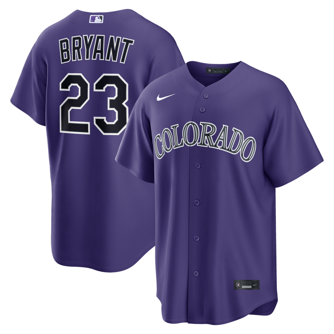 Men's Colorado Rockies Kris Bryant Purple Alternate Replica MLB Baseball Jersey - view 1