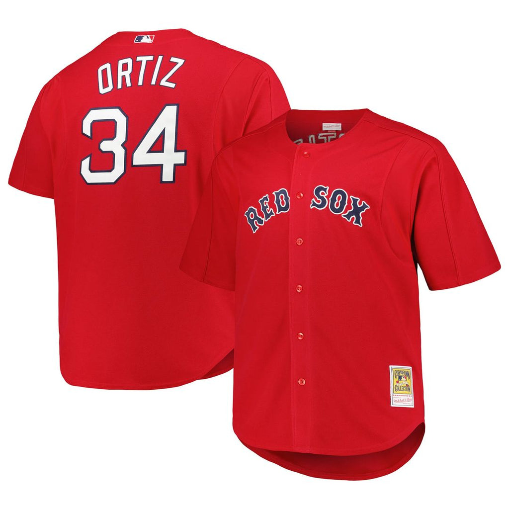 Men's Boston Red Sox David Ortiz Red Big & Tall Cooperstown Mesh Batting Practice MLB Baseball Jersey - view 1