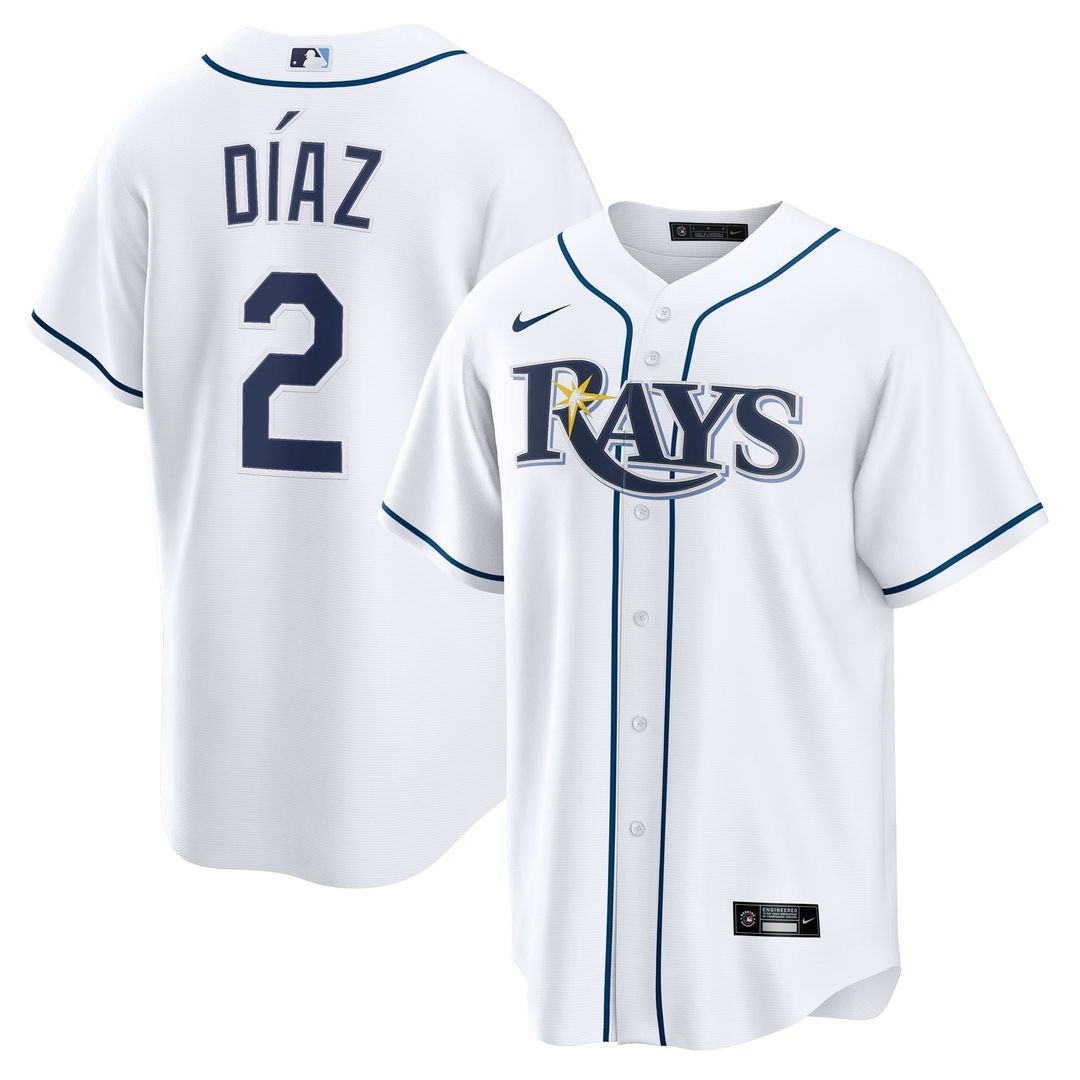 Men's Tampa Bay Rays Yandy Díaz White Home Replica MLB Baseball Jersey - view 1