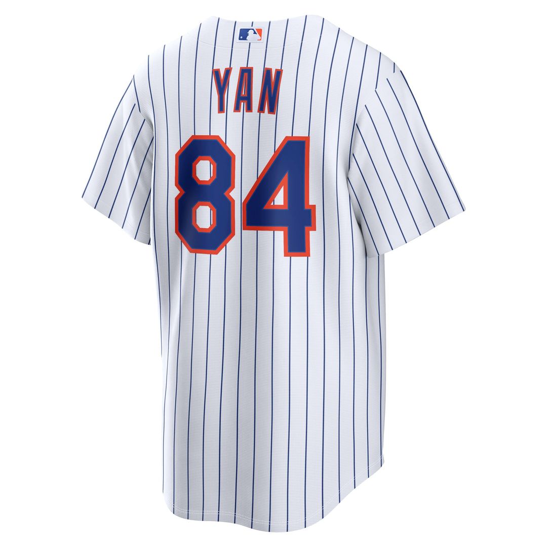 Men's New York Mets Jefry Yan White Home Replica MLB Baseball Jersey - view 5