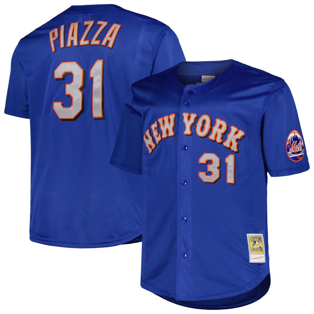 Men's New York Mets Mike Piazza Royal Big & Tall Cooperstown Mesh Batting Practice MLB Baseball Jersey - view 1