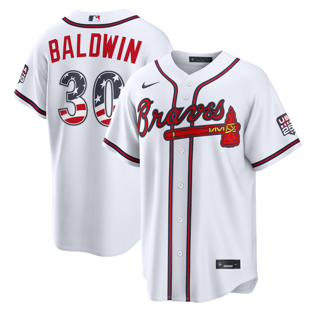 Men's Fourth of July Men's Atlanta Braves Drake Baldwin White USA 250 Stadium MLB Baseball Jersey - view 1