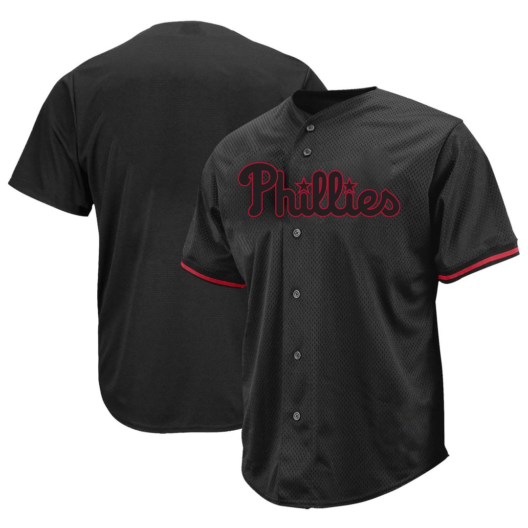 Men's Philadelphia Phillies Black Big & Tall Pop Fashion MLB Baseball Jersey - view 1