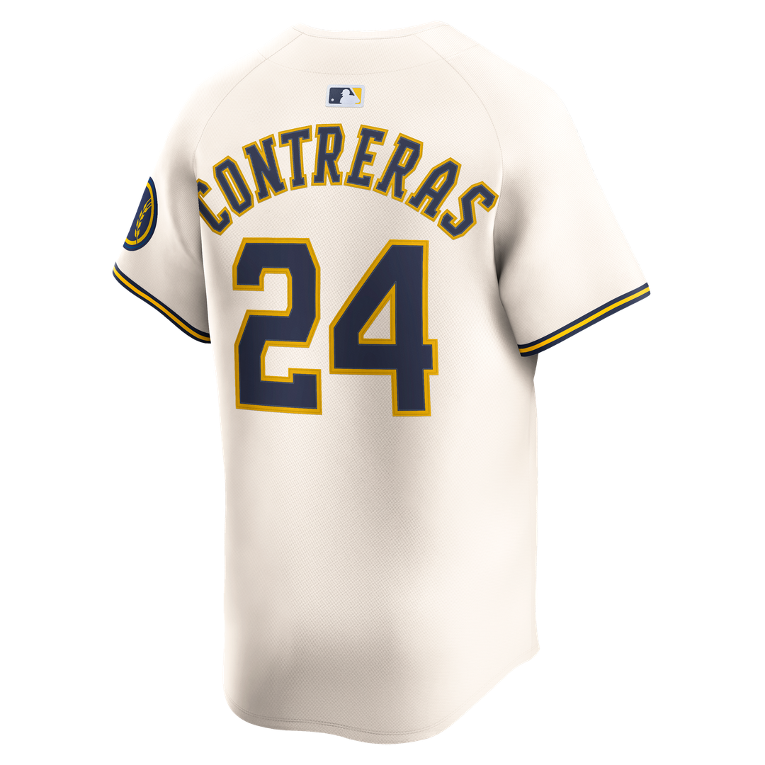 Men's Milwaukee Brewers William Contreras Cream Home Limited MLB Baseball Jersey - view 7