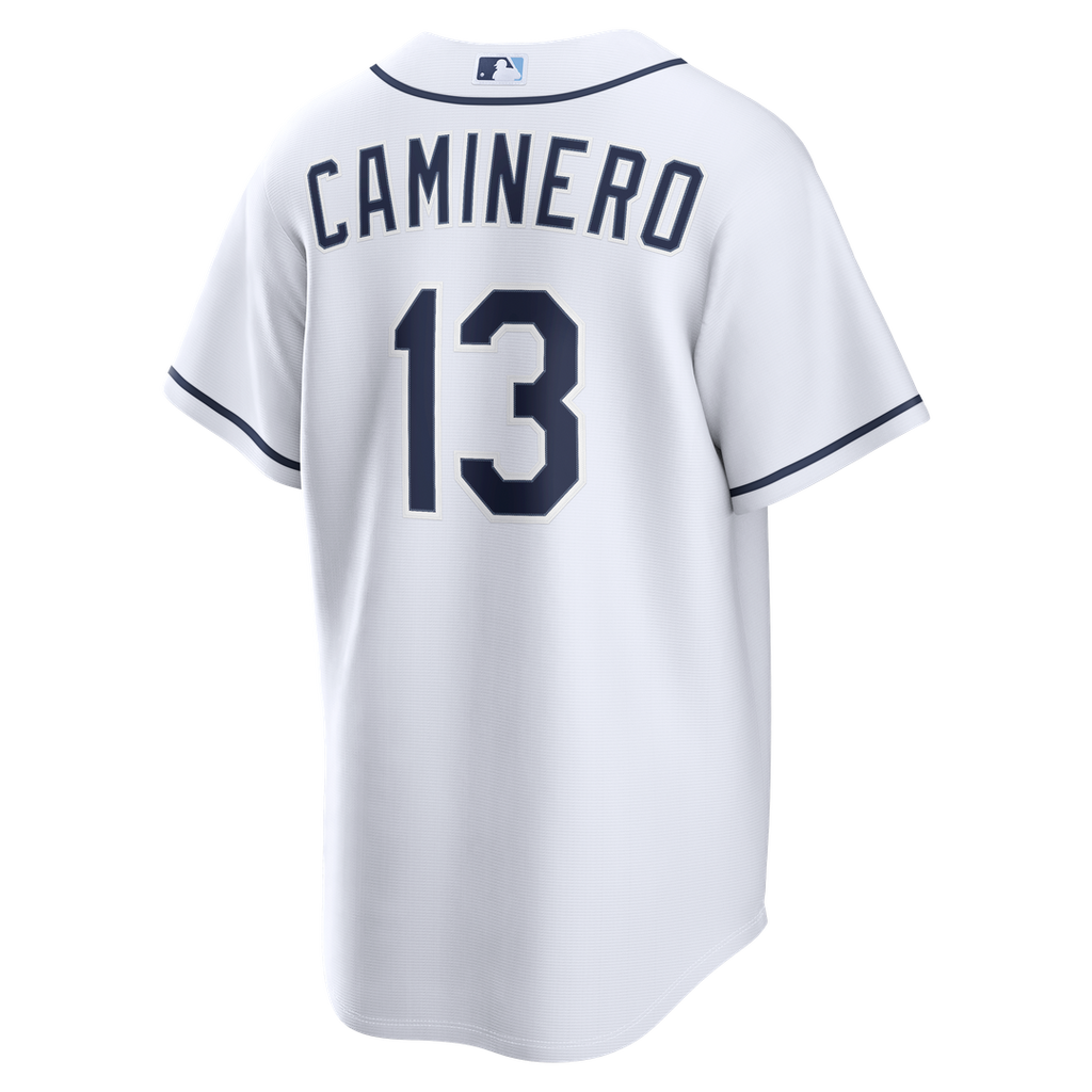 Men's Tampa Bay Rays Junior Caminero White Home Replica MLB Baseball Jersey - view 3