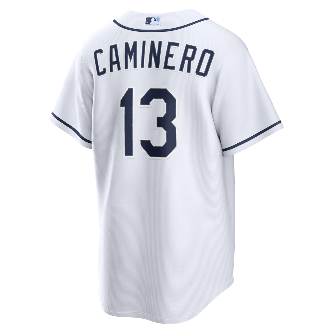 Men's Tampa Bay Rays Junior Caminero White Home Replica MLB Baseball Jersey - view 3