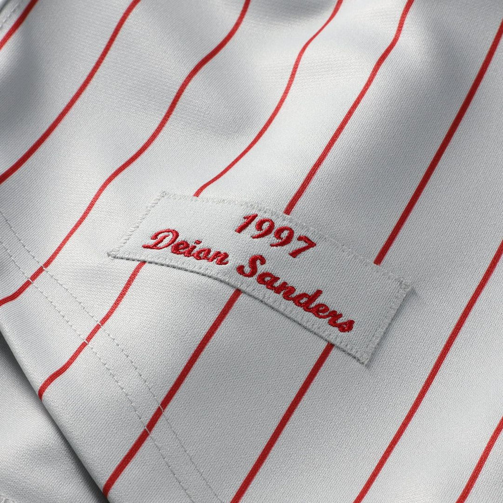 Men's Cincinnati Reds Deion Sanders Gray 1997 MLB Baseball Jersey - view 8