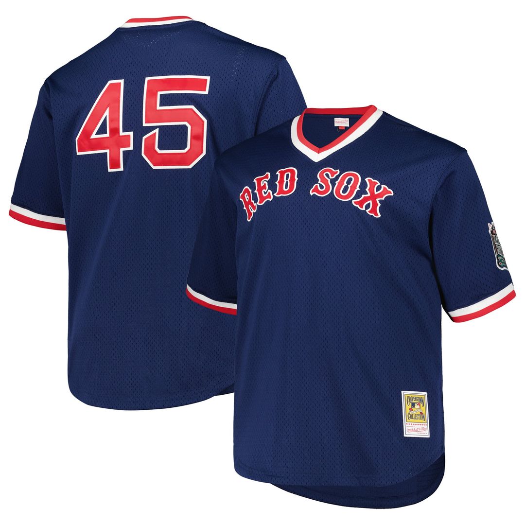 Men's Boston Red Sox Pedro Martinez Navy 1999 Cooperstown Collection Mesh Pullover MLB Baseball Jersey - view 1
