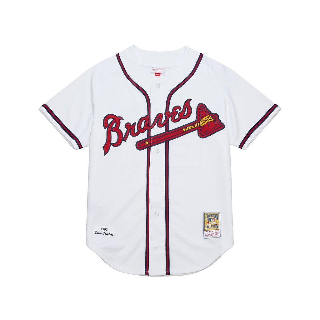 Men's Atlanta Braves Deion Sanders White Cooperstown Collection 1992 MLB Baseball Jersey - view 2