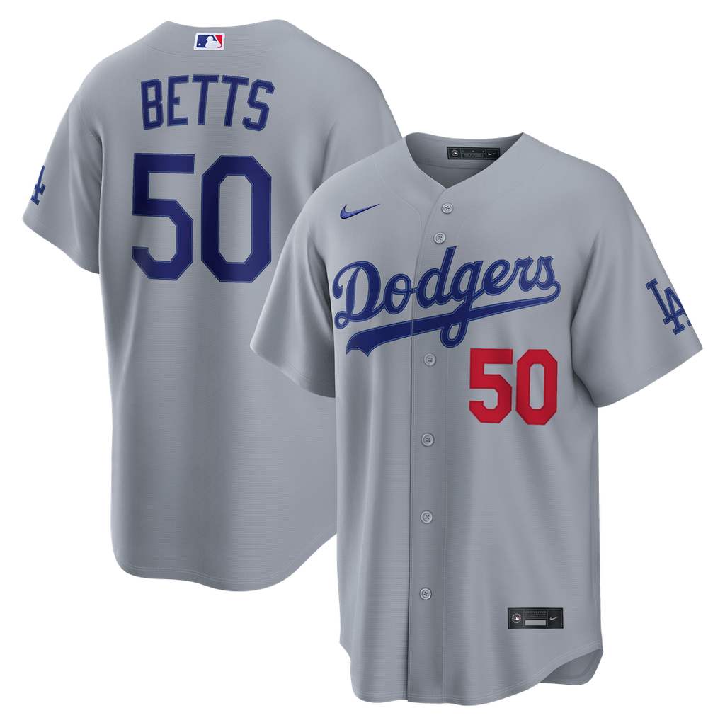 Men's Los Angeles Dodgers Mookie Betts Gray Stadium MLB Baseball Jersey - view 4