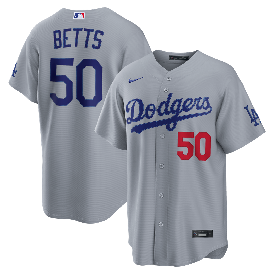 Men's Los Angeles Dodgers Mookie Betts Gray Stadium MLB Baseball Jersey - view 4
