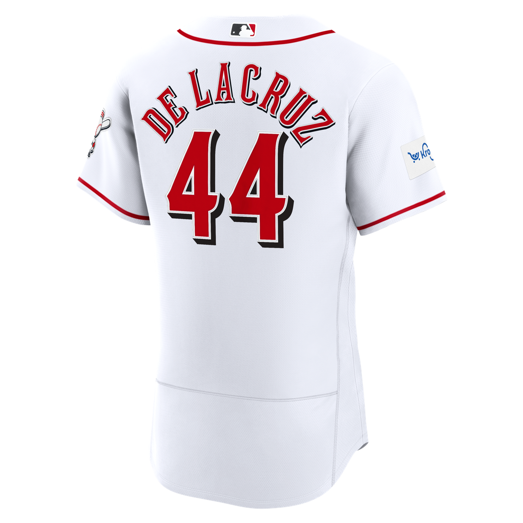 Men's Cincinnati Reds Elly De La Cruz White Home Sponsor Patch MLB Baseball Jersey - view 6