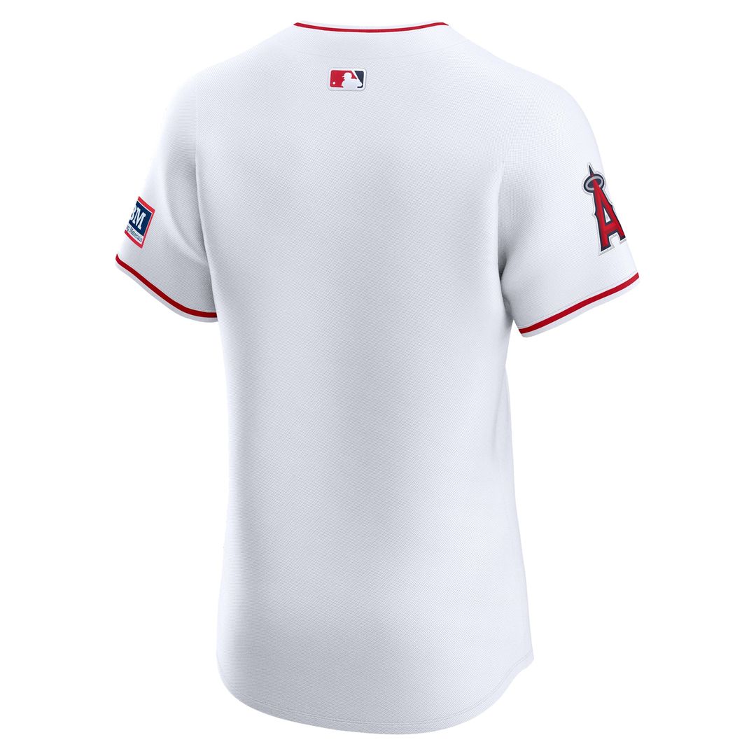 Men's Los Angeles Angels White Home Elite Patch MLB Baseball Jersey - view 3