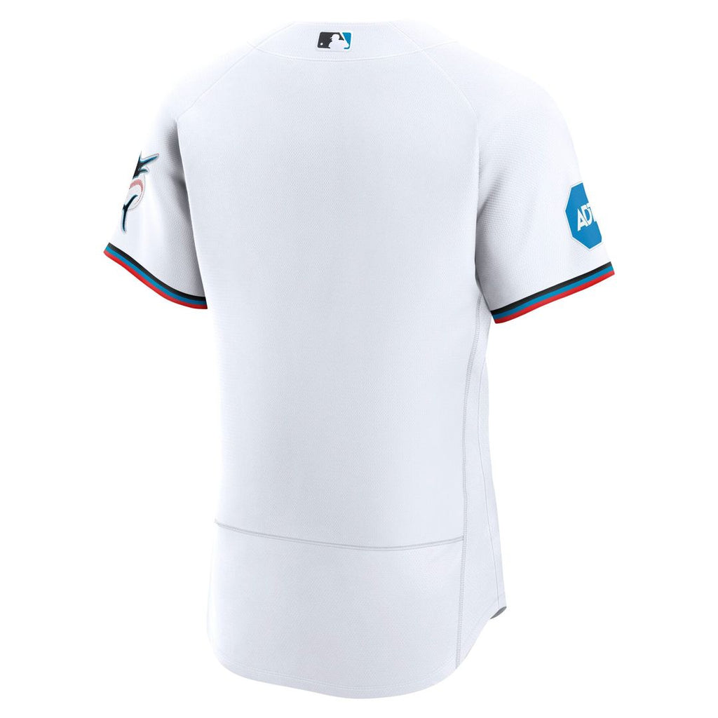 Men's Miami Marlins White Home Sponsor Patch MLB Baseball Jersey - view 3