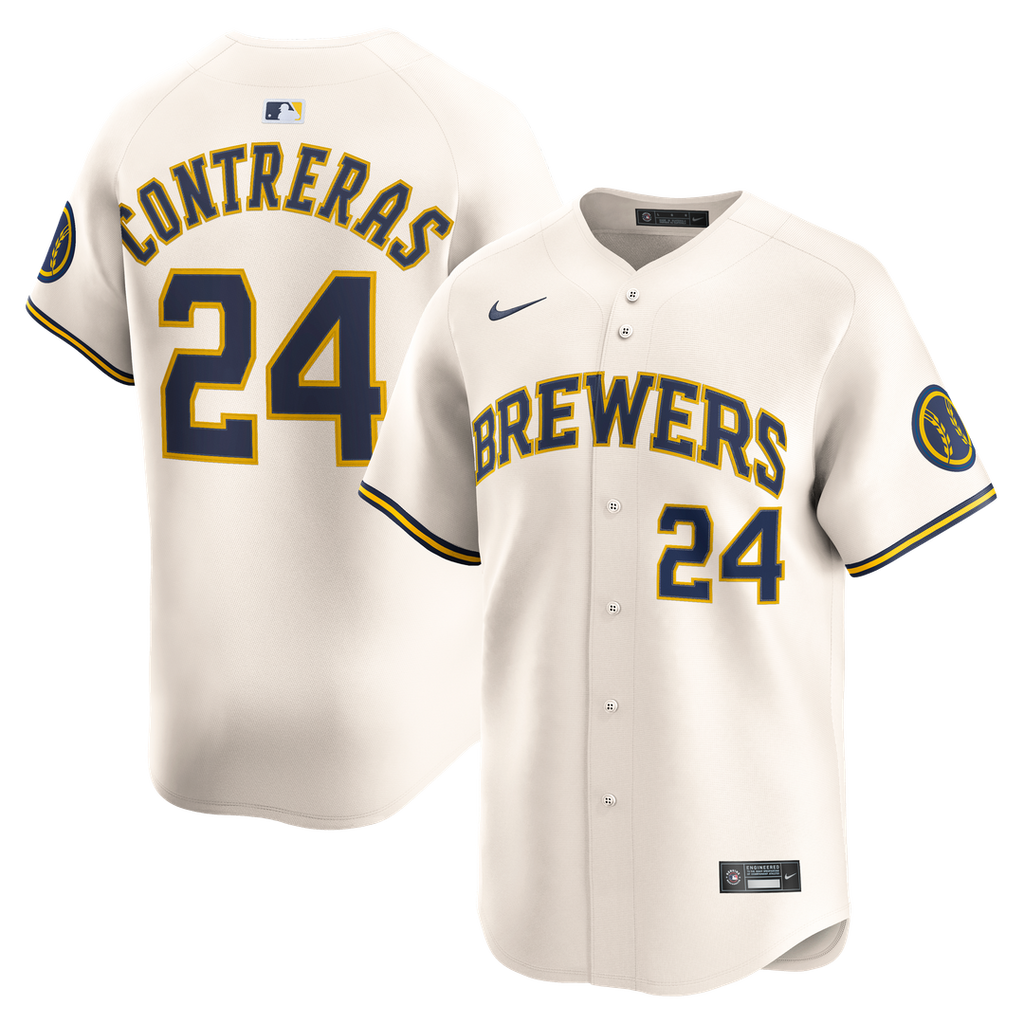 Men's Milwaukee Brewers William Contreras Cream Home Limited MLB Baseball Jersey - view 1