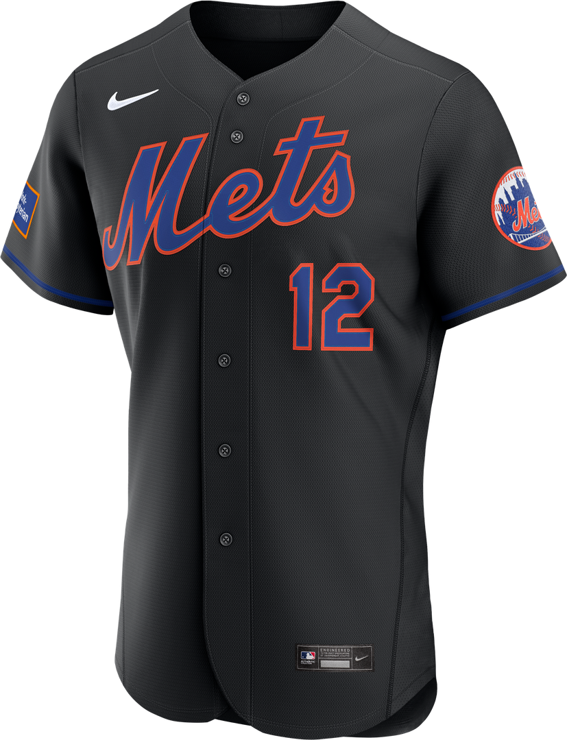Men's New York Mets Francisco Lindor Black Alternate Sponsor Patch MLB Baseball Jersey - view 2